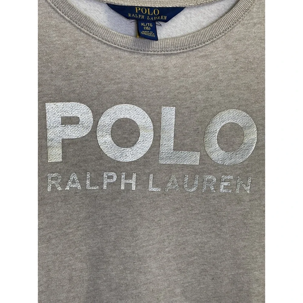 Polo Ralph Lauren Beige Spell Out Logo Sweatshirt Big Girls Size XL Women's‎ S